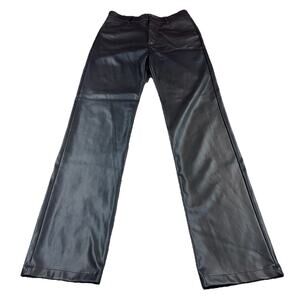 ZARA Black Faux Leather Straight Leg Pants Womens M 28 Moto